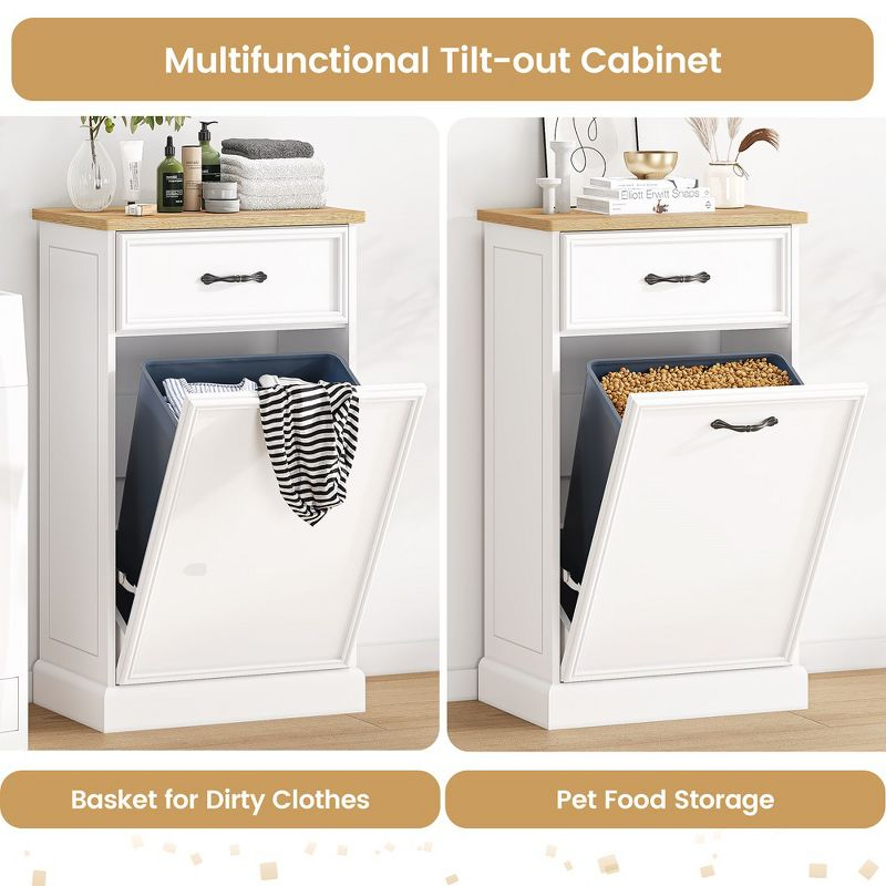 Garvee Tilt Out Trash Can Cabinet, Hidden Trash Bin Cabinet 10 Gallon Storage Holder,Freestanding Garbage Can Cabinet for Kitchen Dining Living Room