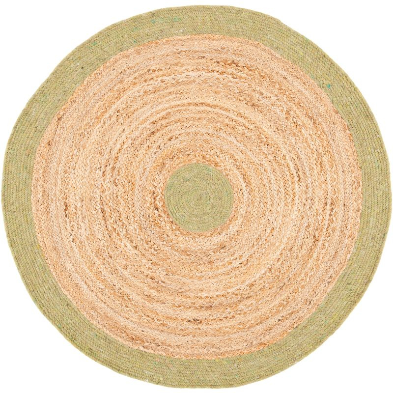 Braided BRD910 Hand Woven Indoor Area Rug - Green/Natural - 4' Round - Safavieh