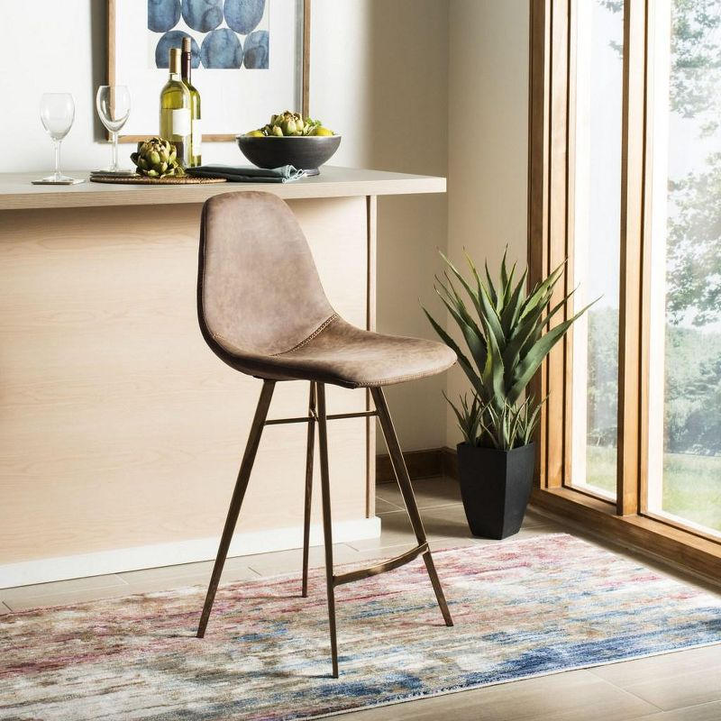 Mathison Counter Stool - FOX3012 - Brown/Copper - Safavieh Couture