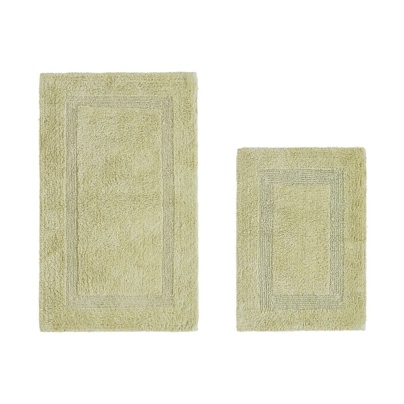 Better Trends Lux 100% Cotton Tufted Solid Reversible Bath Rug Set 2 PC (17" x 24" | 21" x 34") - Sage