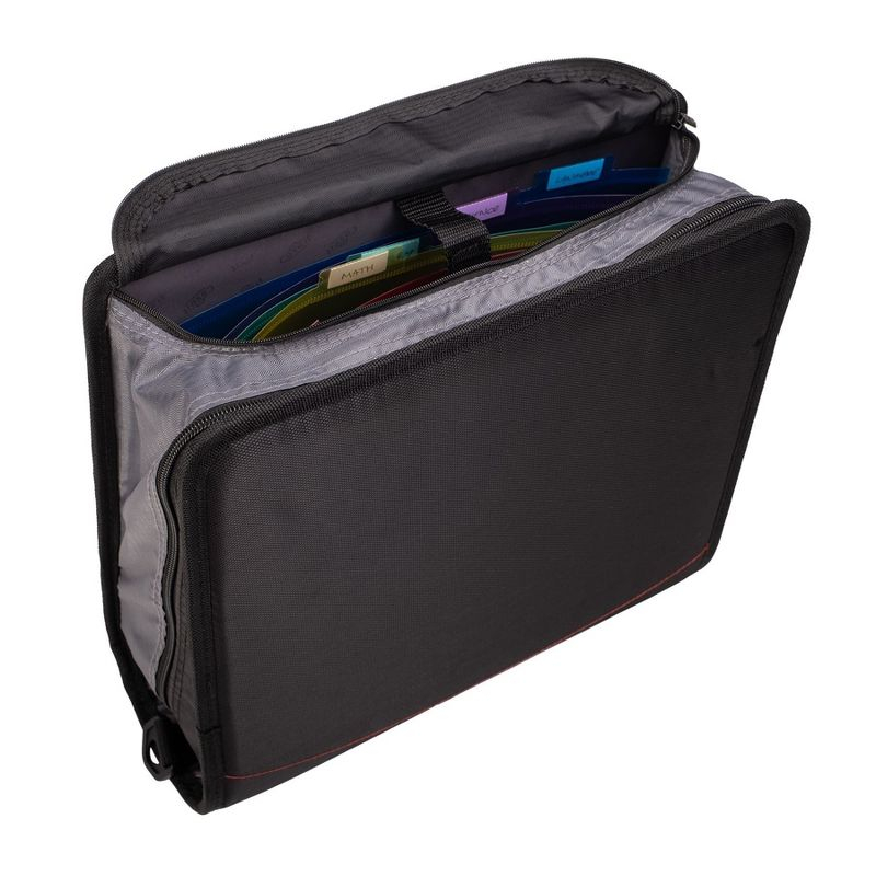 Case-it The King Sized Zip Tab Zipper Binder - 4 Inch D-Rings - 5 Subject File Folder - Multiple Pockets - 800 Sheet Capacity - Jet Black