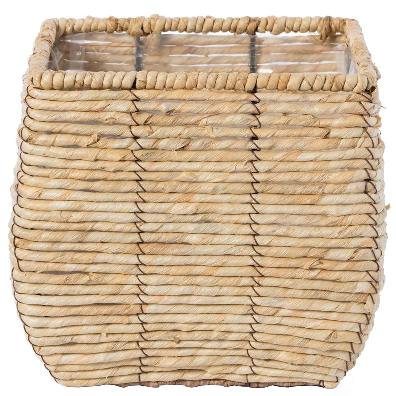 Vintiquewise Woven Square Flower Pot Planter with Leak-Proof Plastic Lining - Medium