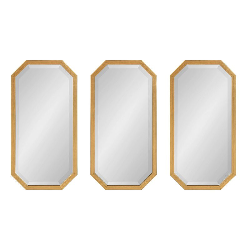 3pc Laverty Wall Mirror Set Gold - Kate & Laurel All Things Decor: Modern Octagon Shape, No Assembly Required