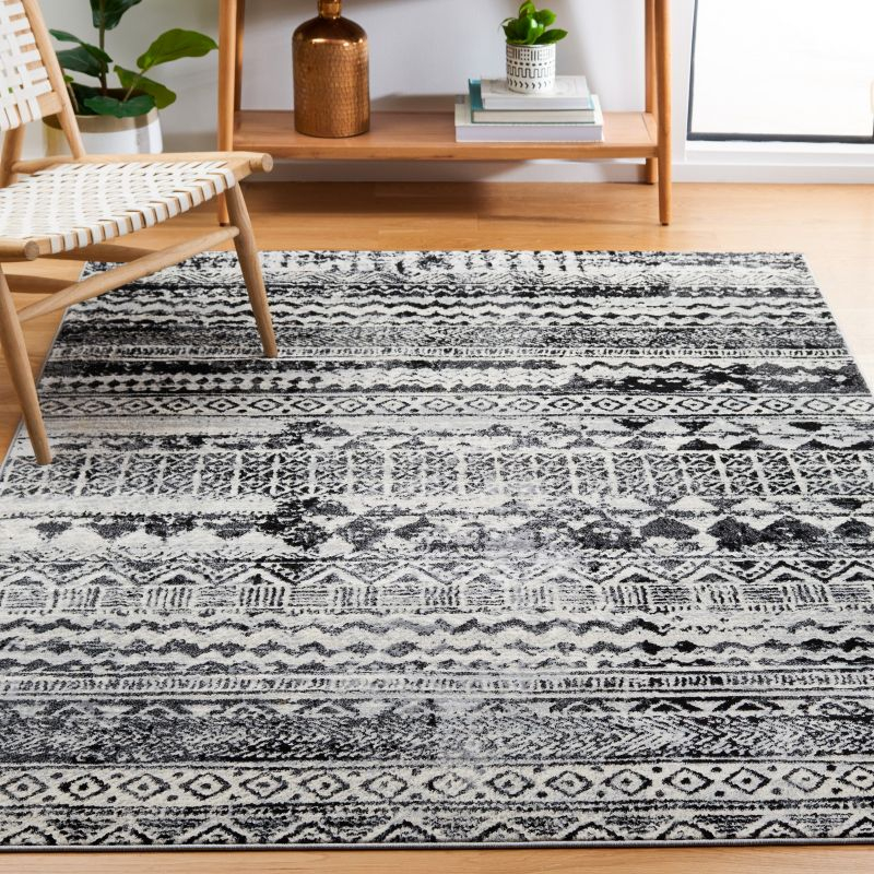Brentwood BNT835 Power Loomed Area Rug - Black/Ivory - 8'x10' - Safavieh.