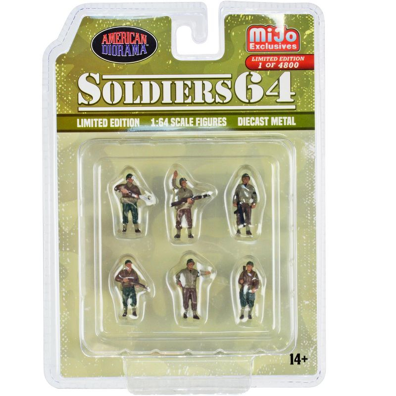 "Soldiers 64" 6 piece Diecast Set Military Figures Limited Edition to 4800 pieces for 1/64 Scale Models by American Diorama