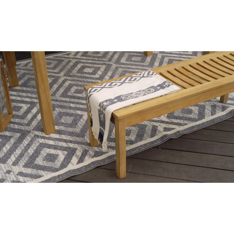 Cambridge Casual 6pc Caterina Teak Wood Outdoor Dining Set with Beige Cushion: Weather-Resistant, 2" Umbrella Hole, Galvanized Steel Hardware