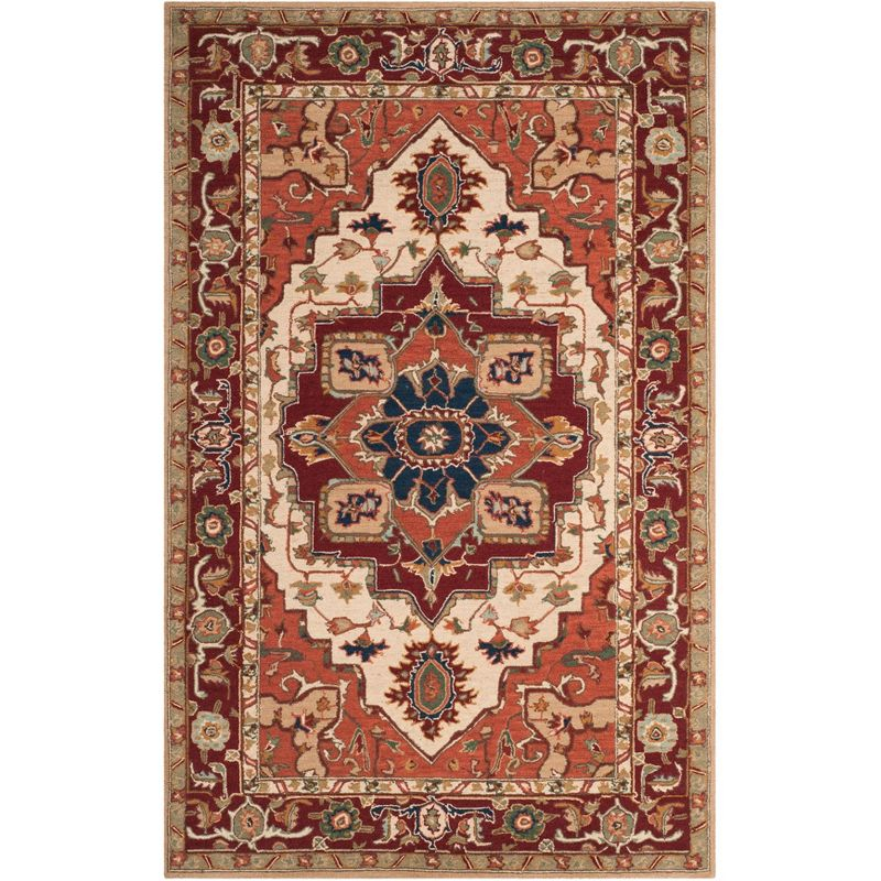 Chelsea HK709 Hand Hooked Area Rug - Red/Ivory - 5'3"x8'3" - Safavieh.