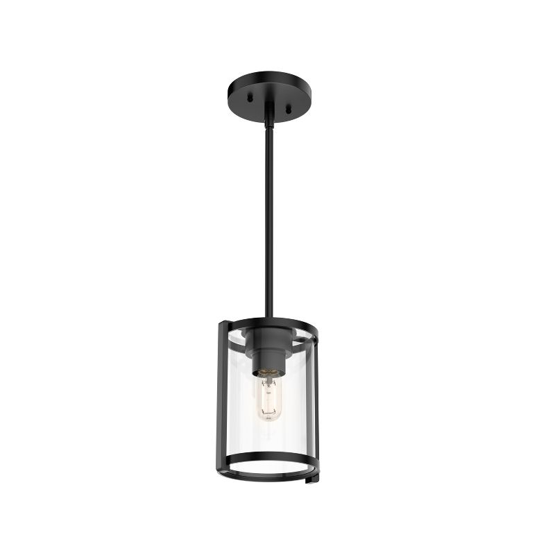 Astwood Clear Glass Mini Pendant Ceiling Light Fixture Matte Black - Hunter Fan: UL Listed, Adjustable Height