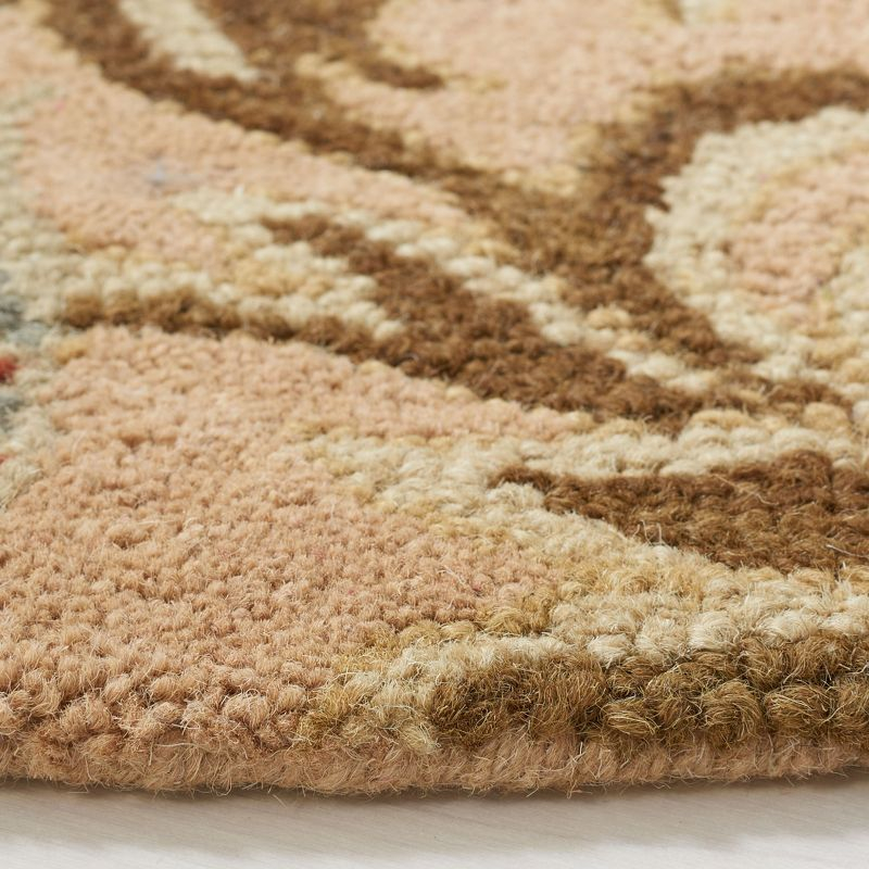 Blossom BLM912 Hand Hooked Area Rug - Beige/Multi - 4' round - Safavieh.