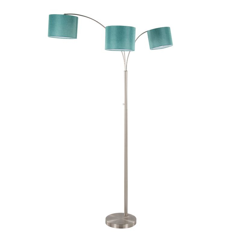 LumiSource Willow Trio 84" Contemporary Metal Floor Lamp Brushed Nickel and Turquoise Linen