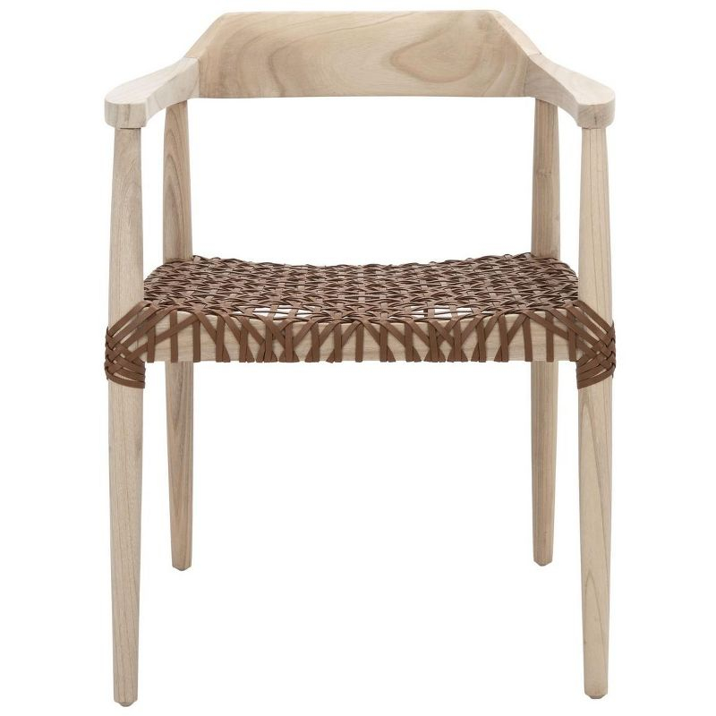 Munro Leather Woven Accent Chair - ACH1005 - Natural/Light Honey - Safavieh