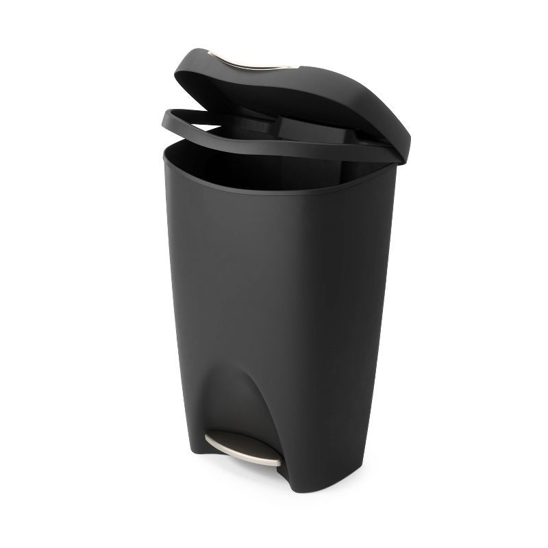 Umbra 13gal Brim Step Trash Can Black/Nickel: Kitchen Trash Can, 50 Quart, Indoor, Polypropylene, Spot Clean