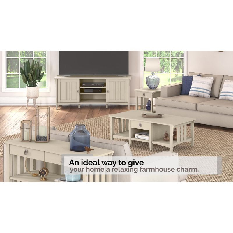 Salinas 2 Drawers File Cabinet In Antique White - Bush Furniture: Mid-Century Modern, Wood Composite, Laminate Surface
