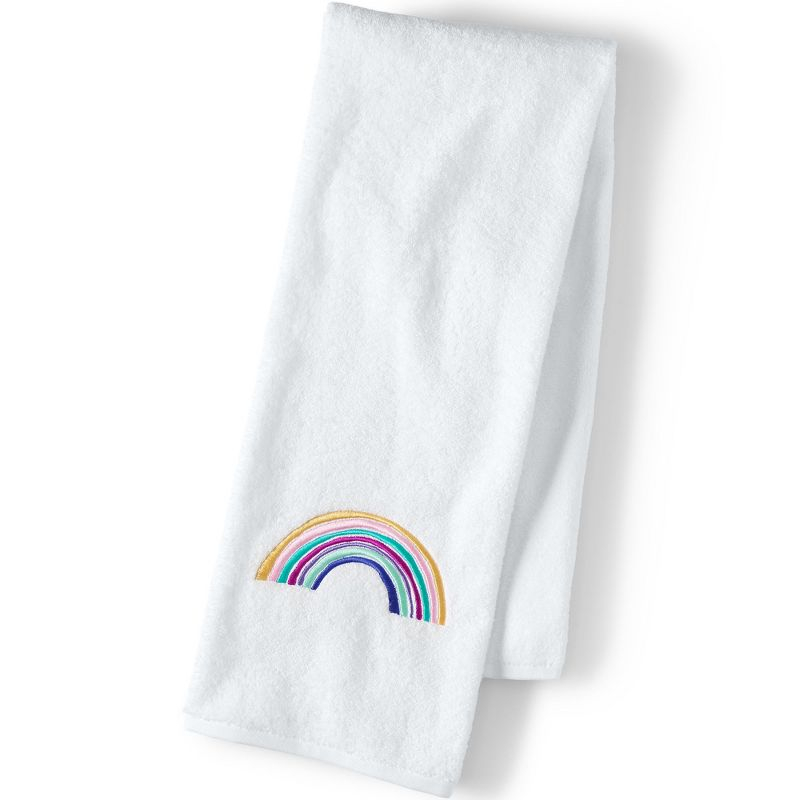 Lands' End Kids Cotton Appliqué Bath Towel - Bath Towel - Pastel Rainbow