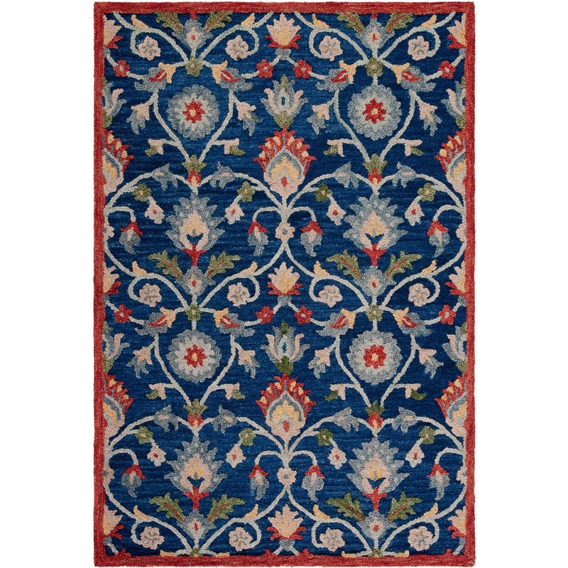 Blossom BLM562 Hand Tufted Area Rug - Blue/Rust - 5'x8' - Safavieh.