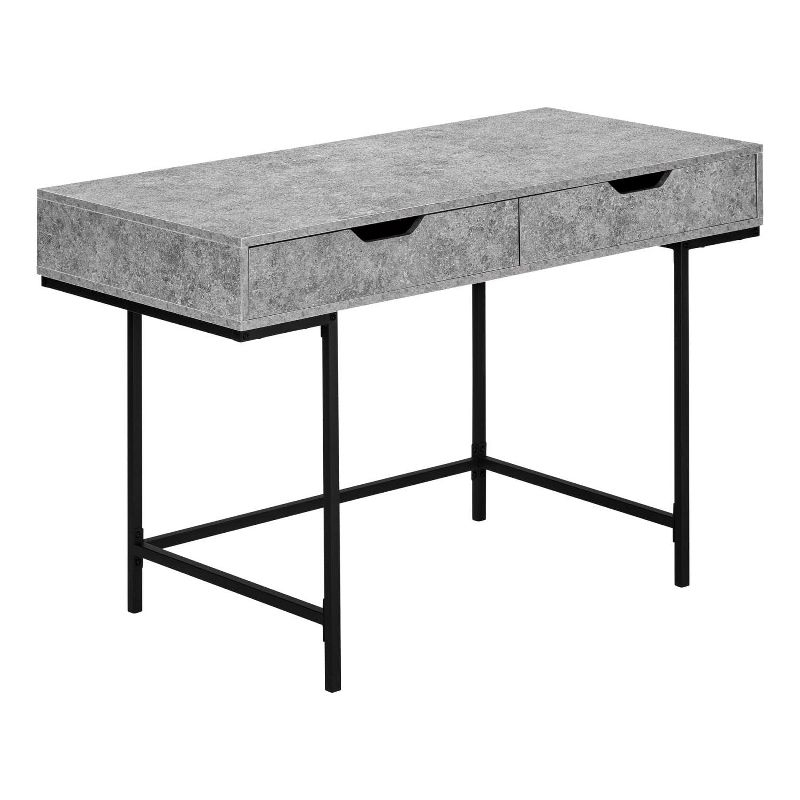 Monarch Specialties Computer Desk Home Office Laptop Storage Drawers 48InchL Work Metal Laminate Grey Black Contemporary Modern