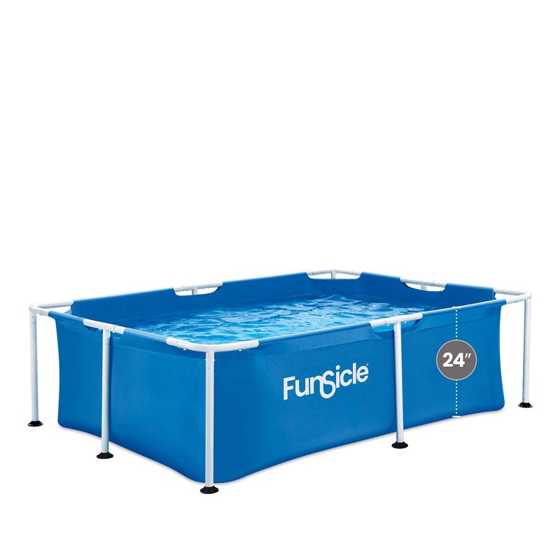 Funsicle 7 Foot 4 Person Capacity Durable Rectangular Above Ground Activity Lap Pool with SmartConnect Technology for Ages 6 and Up, Blue