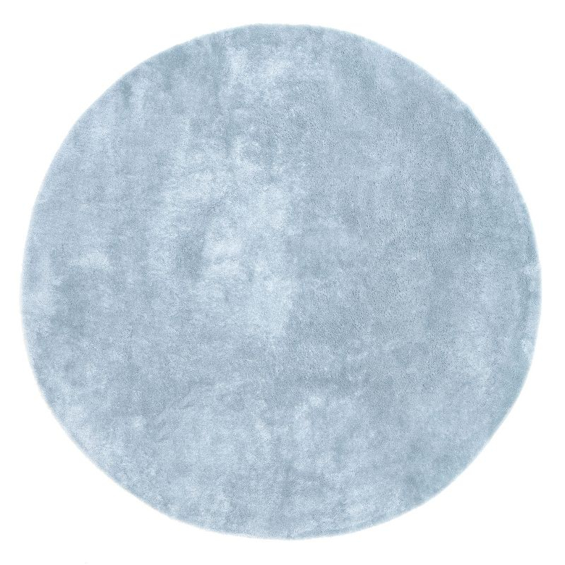 nuLOOM 6' Round Cozy Plush SuperiorWash Area Rug, Machine Washable, Non-Slip, Soft Fluffy Shag Carpet for Living Room Bedroom Nursery, Loni Light Blue