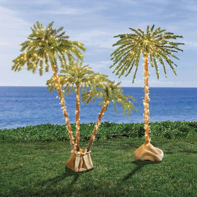 BrylaneHome Pre-Lit 3-Branch Palm Tree - Led
