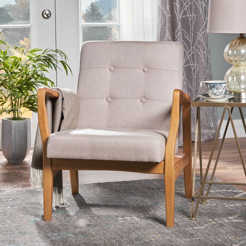 Brayden Tufted Club Chair Medium Beige - Christopher Knight Home: Upholstered, Hardwood Frame, No Assembly Required