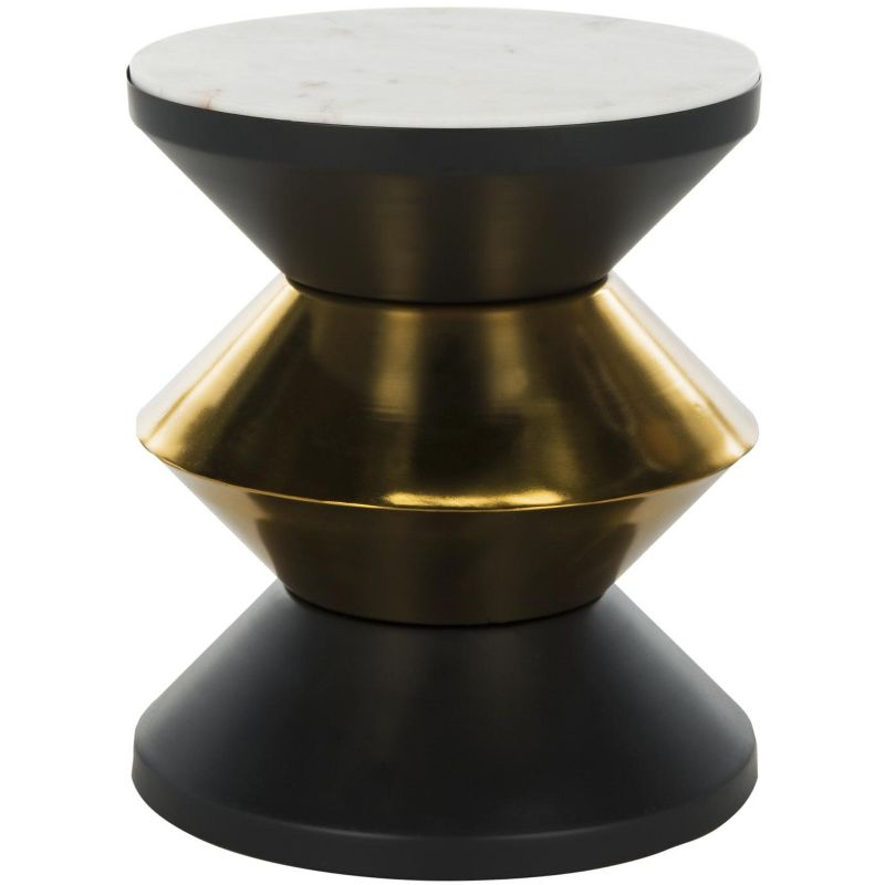 Azizi Stone Top Side Table - ACC3202A - Black/Gold - Safavieh
