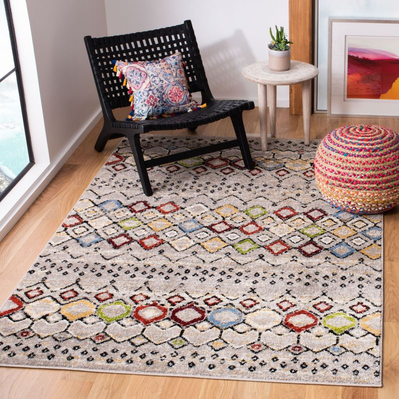 Amsterdam AMS108 Power Loomed Indoor Area Rug - Light Grey/Multi - 4'x6' - Safavieh