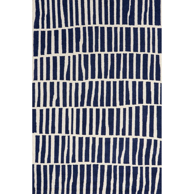 Nuloom Lemuel Geometric 6x9 Wool Indoor Area Rug for Living Room Bedroom Dining Room Kitchen, Navy/Ivory