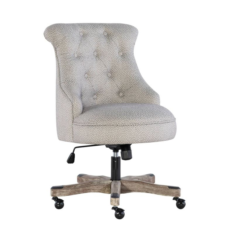 Sinclair Traditional Tufted Wood Base Swivel Office Chair Gray Wash Wood Base Light Gray - Linon