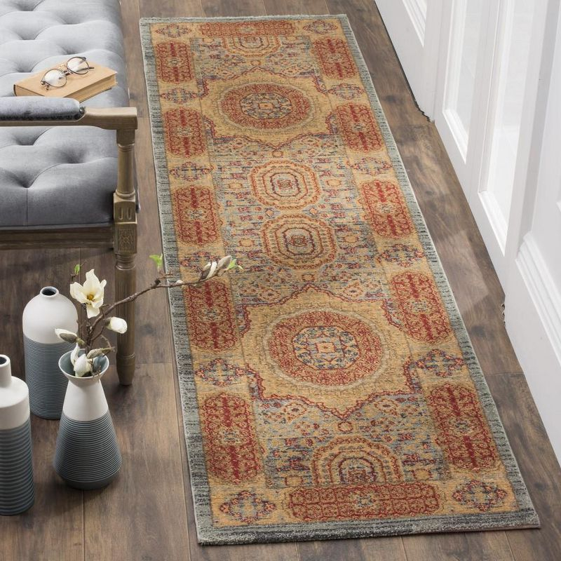Mahal MAH622 Power Loomed Runner Rug - Navy/Red - 2'2"x10' - Safavieh.