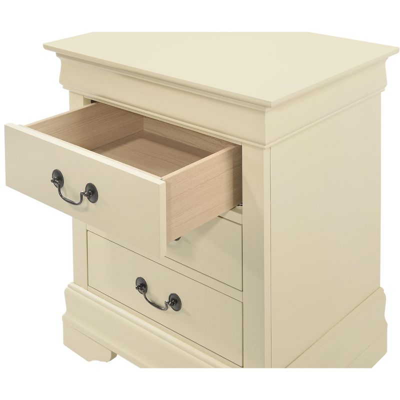 Passion Furniture Louis Philippe 3-Drawer Beige Nightstand (29 in. H x 21 in. W x 16 in. D)
