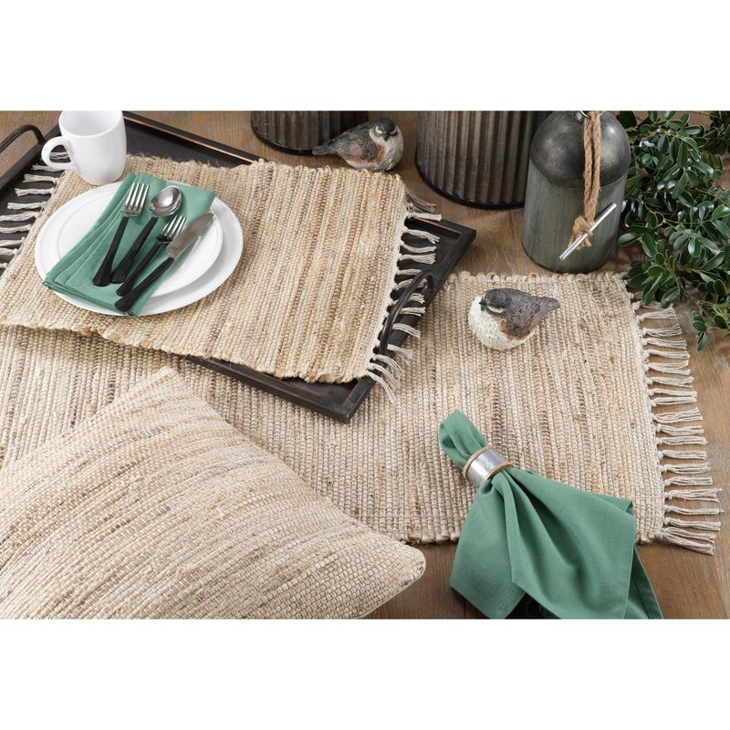 Saro Lifestyle Long Table Runner With Jute Chindi Design, 16"x72", Beige
