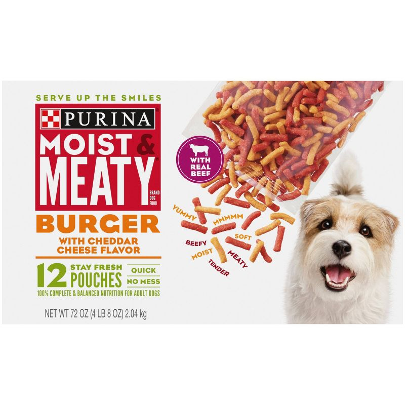 Moist & Meaty Burguer with Cheddar Cheese and Beef Flavor Dry Dog Food - 12ct Pack
