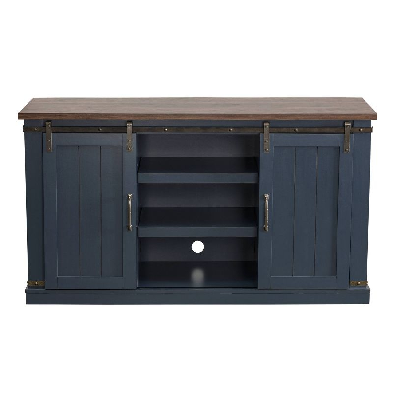 Sliding Doors TV Stand for TVs up to 60" Navy Blue - Home Essentials: Farmhouse Style, Adjustable Shelves, Cable Management