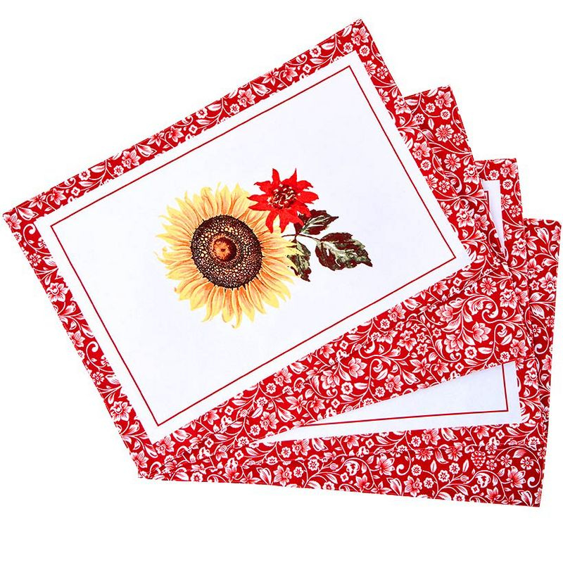 The Lakeside Collection Jacobean Sunflower Set of 4 Placemats and Runner - Set of 4 Placemats