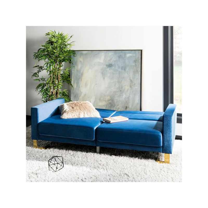 Tribeca Foldable Futon Bed - Navy/Brass - Safavieh
