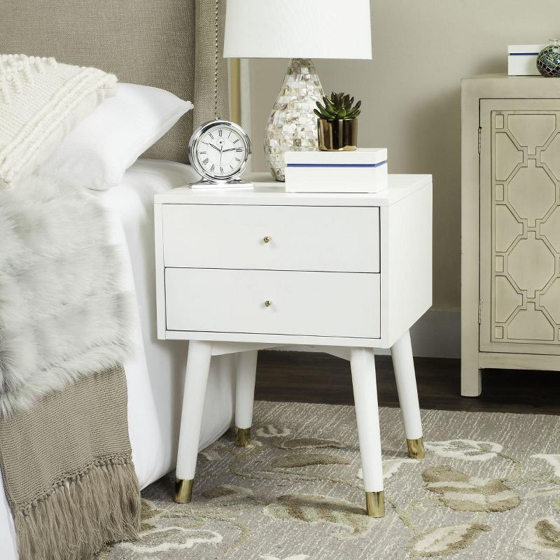 Lyla Retro Nightstand - White/Gold - Safavieh.