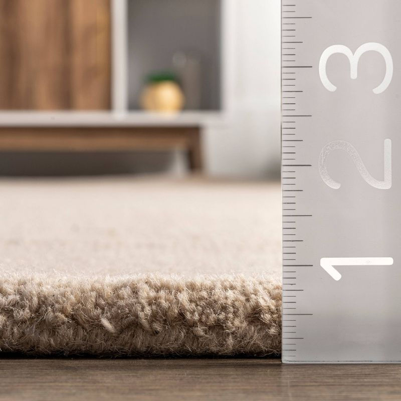 4'x6' Marianne Handmade Wool Border Area Rug Beige - nuLOOM: Solid Tufted Indoor Low Pile Rectangle Rug