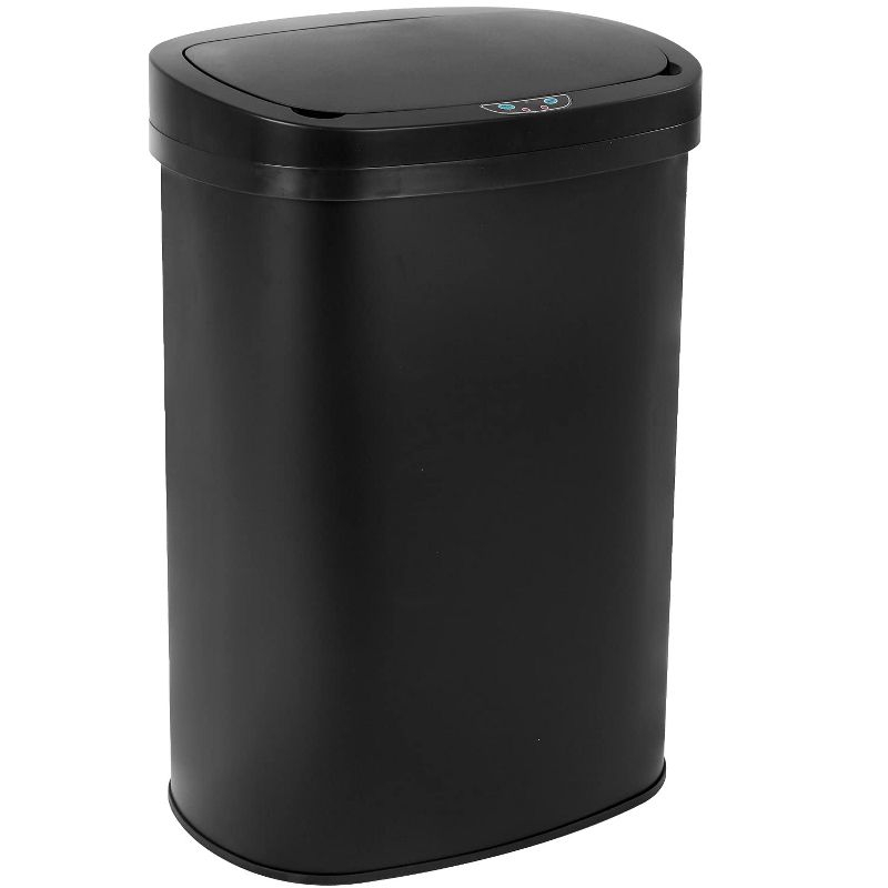 FDW Kitchen Trash Can with Lid, 13 Gallon Automatic Garbage Can for Bathroom Bedroom Home Office 50 Liter Touch Free Stainless Steel Waste Bin,Black