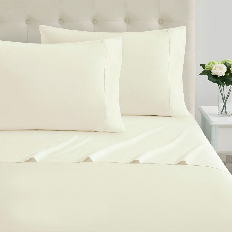 4 Piece 100% Cotton 400 Thread Count Sheet Set by Sweet Home Collection®, King, Ivory