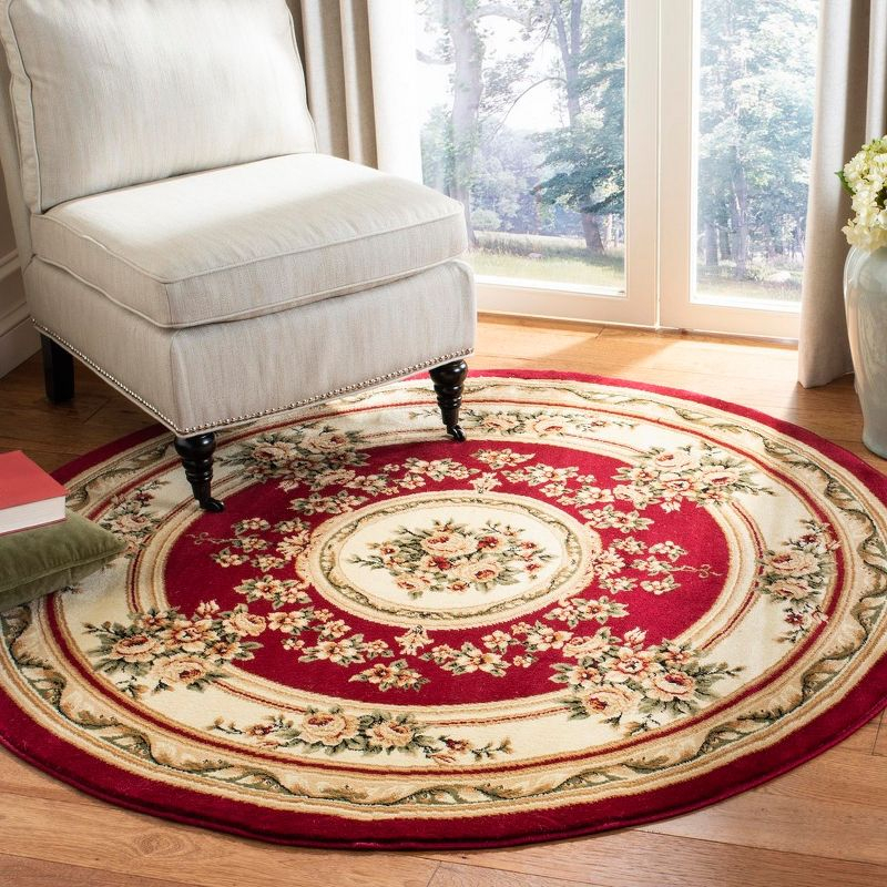 Lyndhurst LNH218 Power Loomed Area Rug - Red/Ivory - 8' Round - Safavieh
