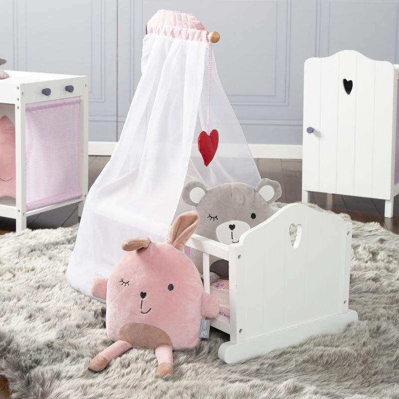 Roba Doll Cradle Set: Fienchen - Heart, Pink & White