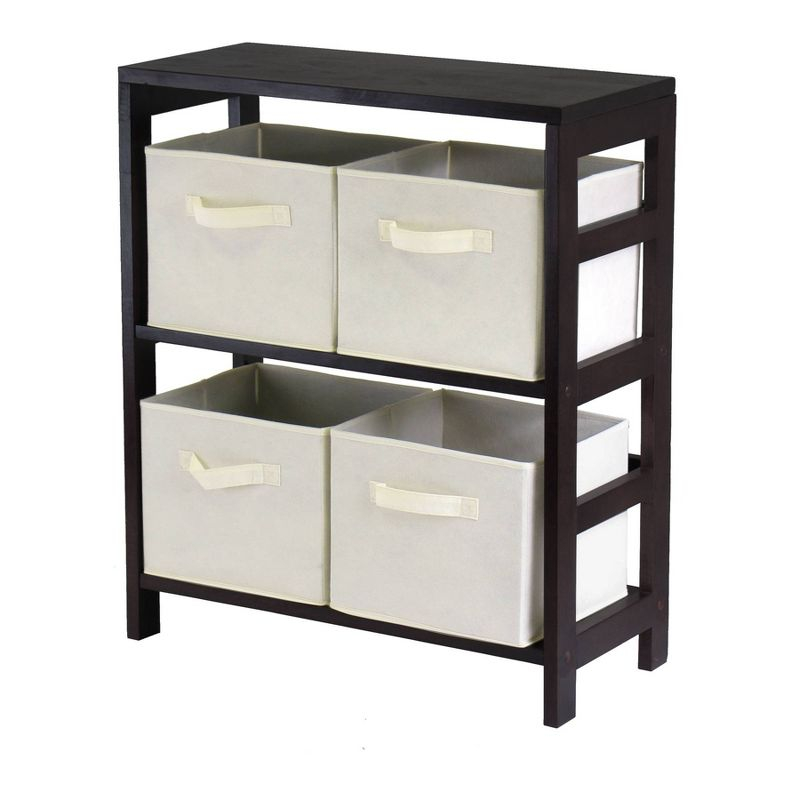 Decorative Storage Cabinets Espresso Brown - Winsome: Foldable Fabric Baskets, Solid Wood Composite