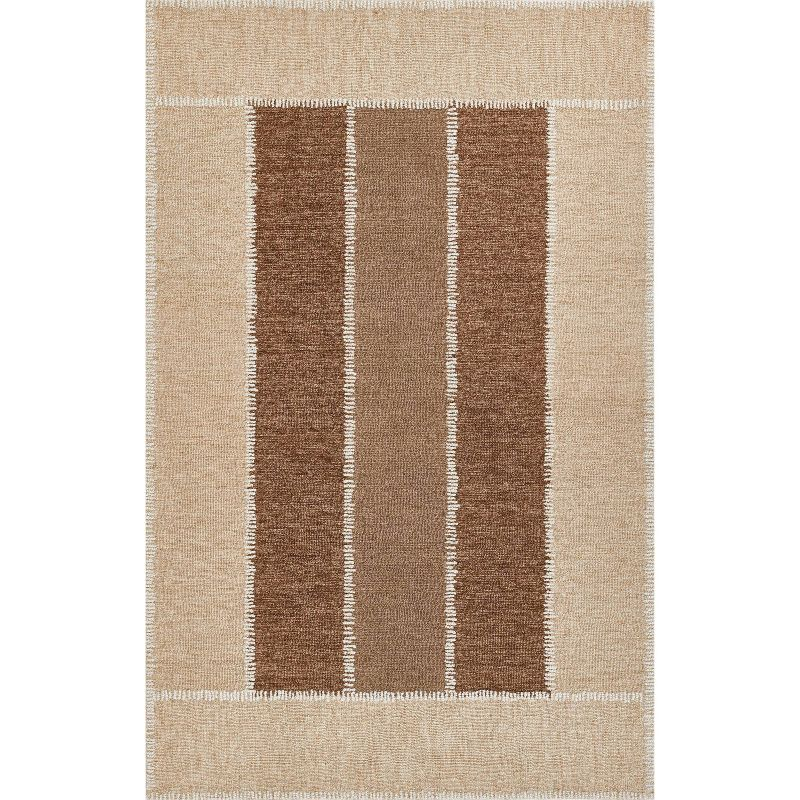 Momeni 5'x8' Archer Aten Geometric Handtufted Area Rug Beige: Wool, Low Pile, Indoor, Classic Pattern, Handmade