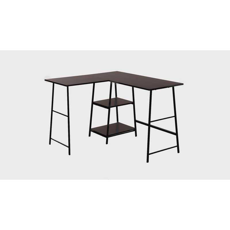 Monarch Specialties Computer Desk Home Office Corner Storage Shelves 48InchL L Shape Work Laptop Metal Laminate Brown Black Contemporary Modern