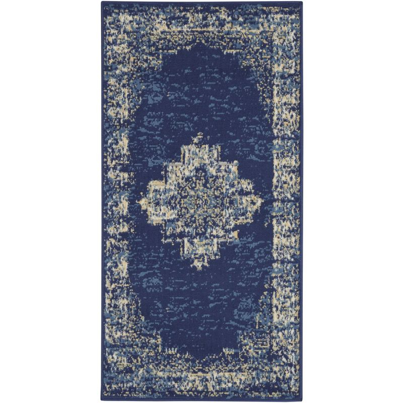 Nourison Grafix GRF14 Indoor only Area Rug - Navy Blue 2' x 4'