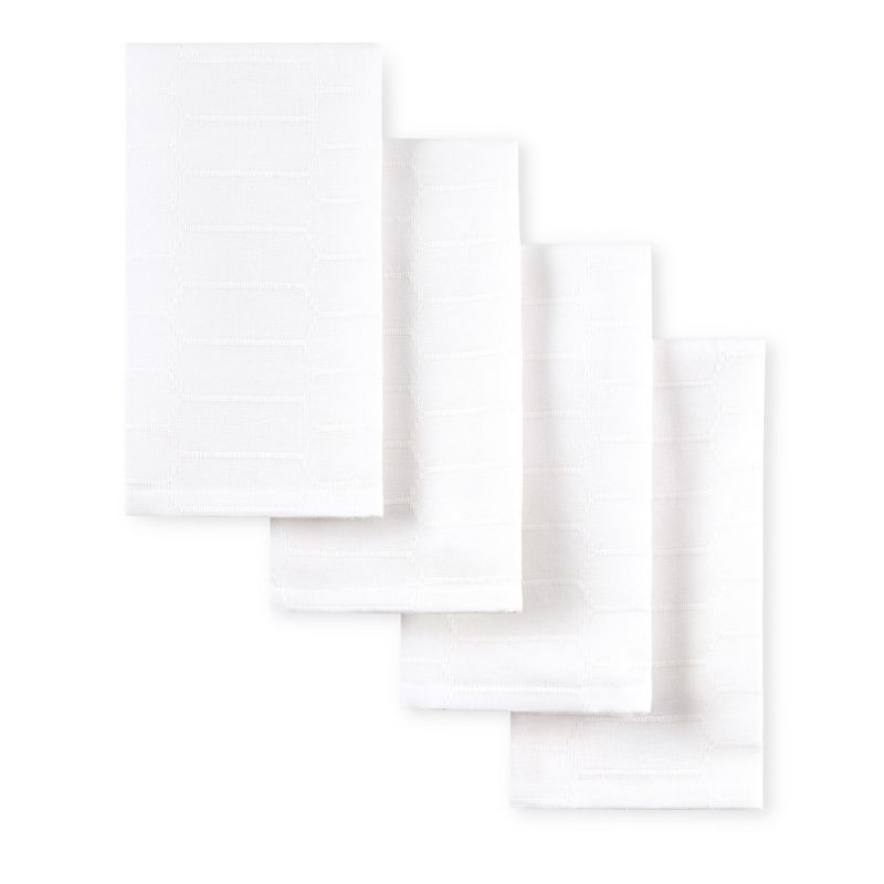 MARTHA STEWART Honeycomb Modern Farmhouse Napkin 4-Pack Set, White, 19"x19"