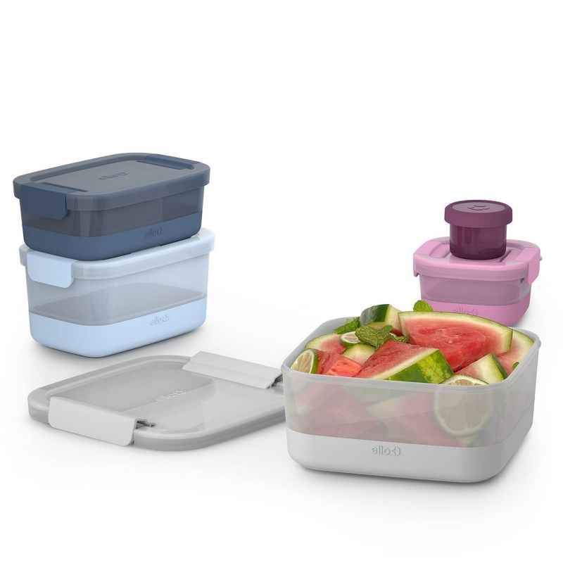 Ello 10pc Plastic Food Storage Container Set with Skid Free Soft Base: Multicolored, Dishwasher-Safe, 5 Containers with Lids