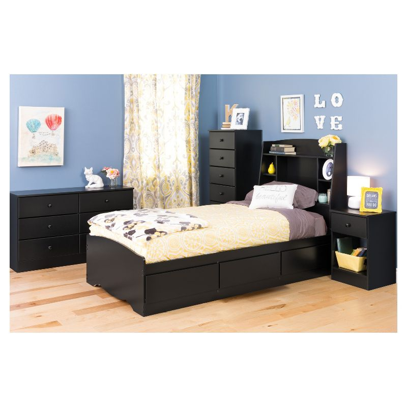 Prepac Astrid 6 Drawer Dresser Black: Laminated Wood Composite, Metal Hardware, Safety Stops