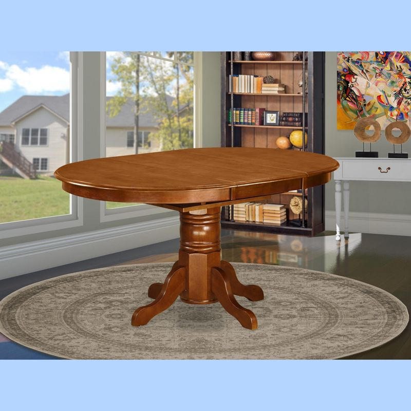 East West Furniture AVT-SBR-TP Oval Table with 18" Butterfly leaf - Saddle Brown