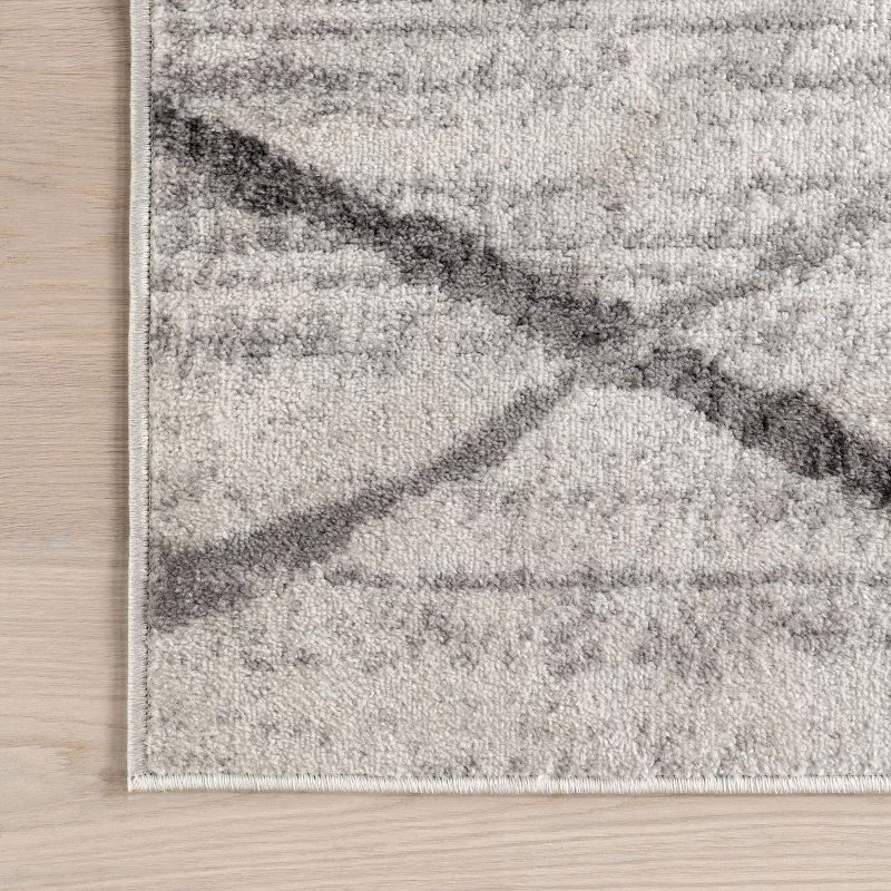 Nuloom 2x12 Thigpen Contemporary Indoor Area Rug, Grey, Abstract Lines, Non-Slip Backing, Stain Resistant, BedroomLiving Room, Kitchen,